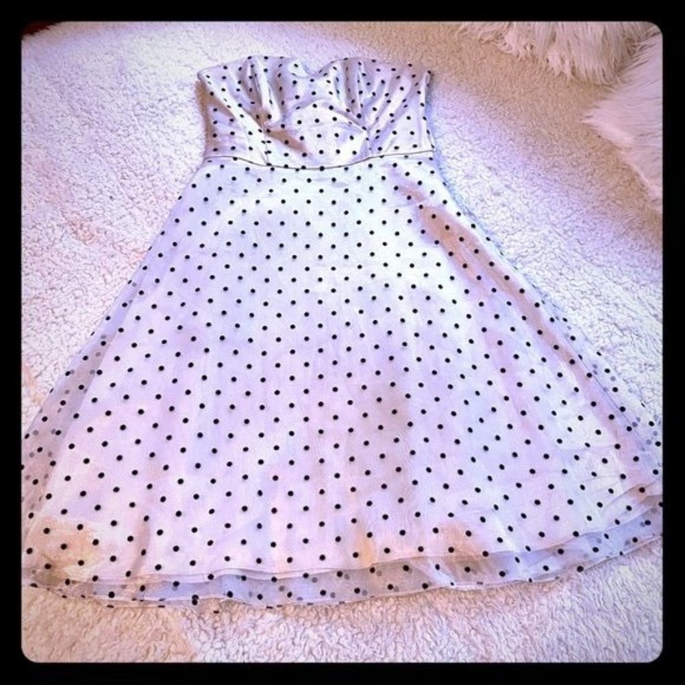 Betsy & Adam White Polka Dot Dress